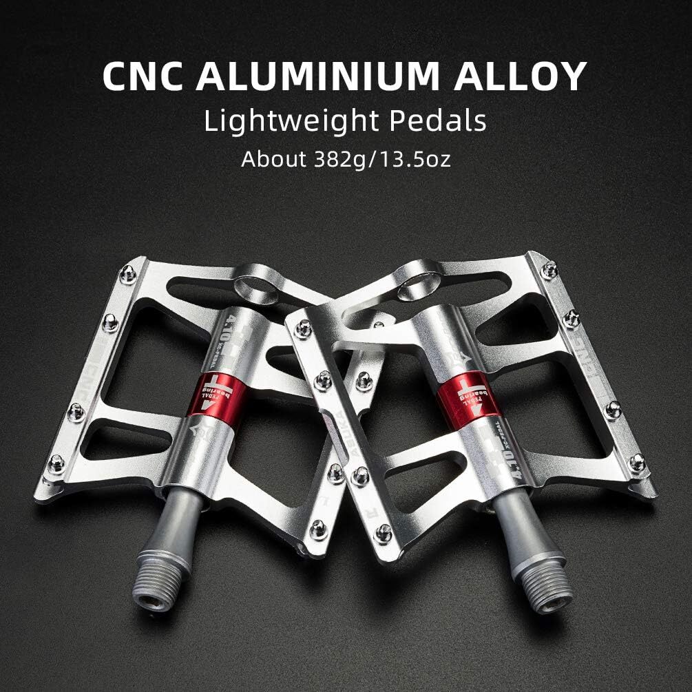 ROCKBROS 4Bearings Mountain Bike Pedals Platform Flat Pedals Aluminum Alloy9/16″