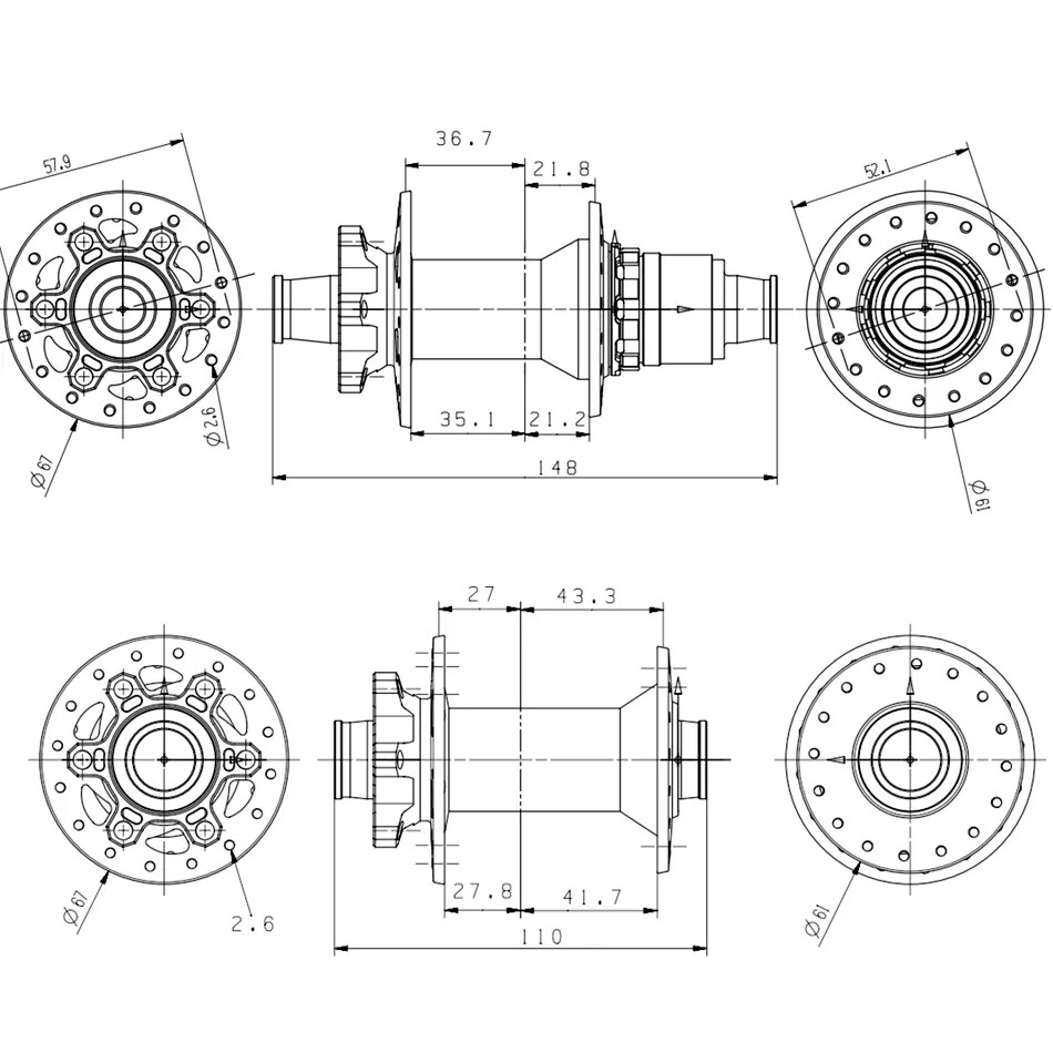 Bicycle Hub 36 Holes HG/XD/MS 141*10mm 148*12mm Structure Mountain Bike Hub