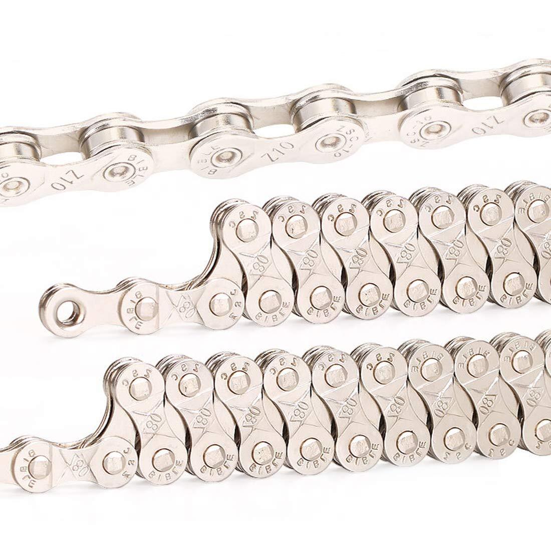 Z10 10-Speed Bike Chain 1/2 x 11/128 Inch 116 Links Electroplating Silver Rus…