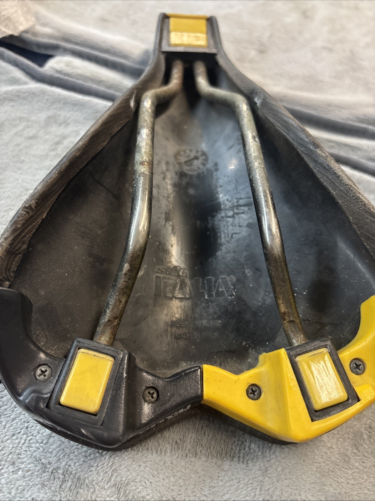 Selle Italia Turbo Matic Titanium Saddle Black Yellow Made in Italy Vintage Bike