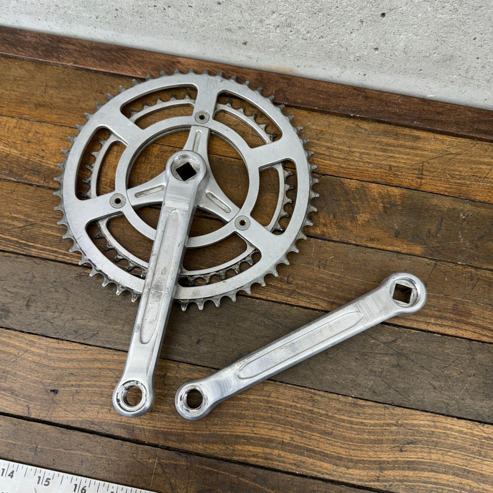 Vintage TA Professional Crank Set 170 mm 3 Arm 1970s France Eroica 3 Hole Alloy