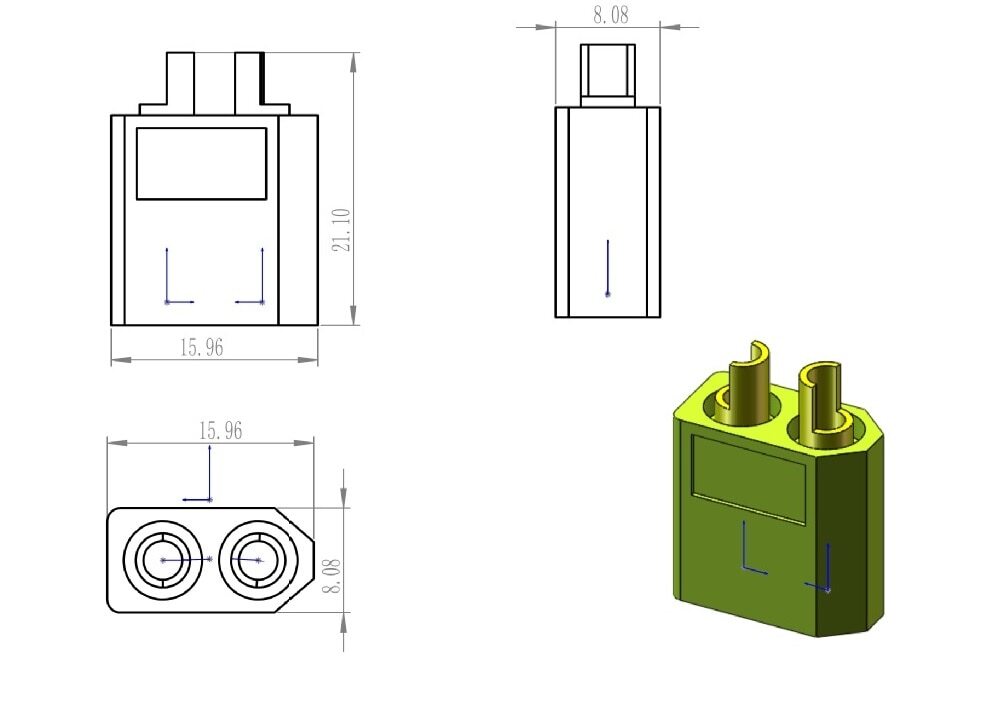 XT60 MALE FEMALE Battery Plug Connector For RC Battery Adapter