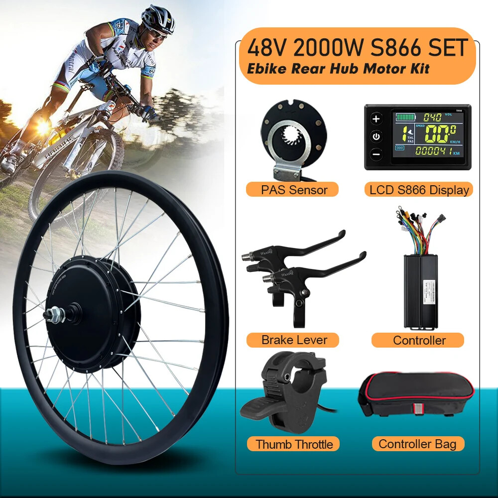 MTB Ebike Conversion Kit 48V 2000W 3.0Tyre Brushless Rear Rotate Hub Motor Wheel