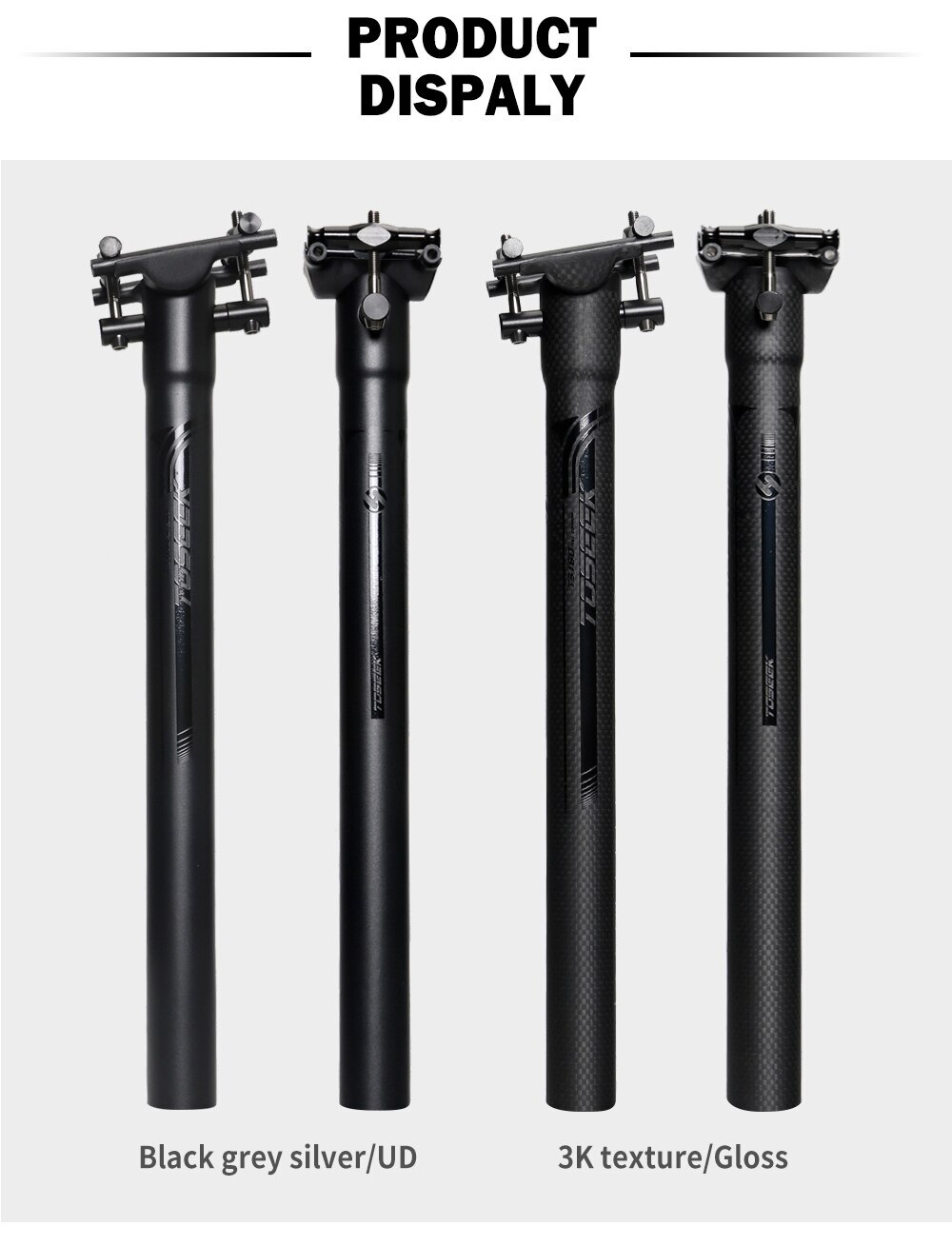 Carbon Bicycle Seatpost 27.2/30.8/31.6mm Retractable Canoe Seatpost Length 400mm