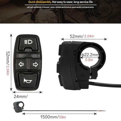 Universal Ebike Light and Horn Switch Turn Signal Switch 3 3-in-1 switch DK336