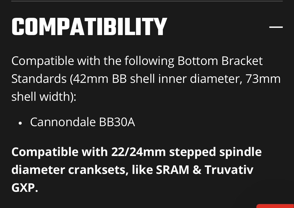 Wheels Mfg BB30A Outboard ABEC-3 BB for SRAM GXP cranks BB30A-OUT-SRAM Cannondal