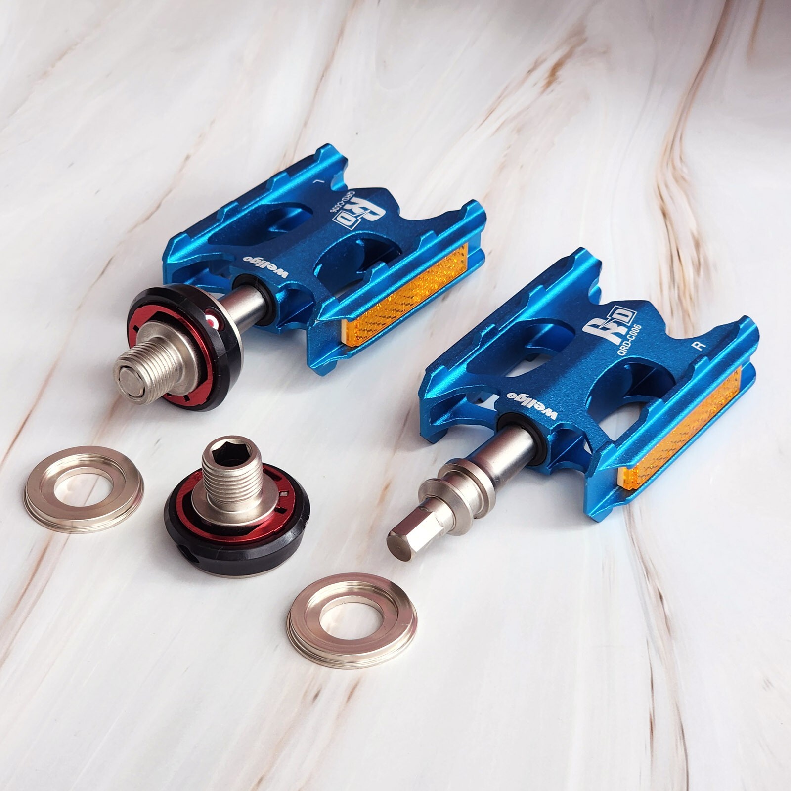 Wellgo QRDII C006 Removeable Pedals, Aluminum 6061 CNC, Blue – 1 pair