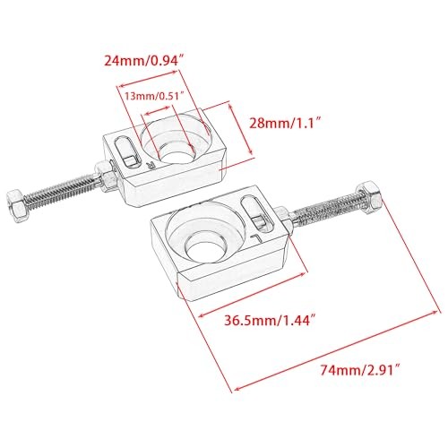 13mm 0.51″ Axle Block,CNC Chain Tensioner Adjuster Repalcement for Surron Red
