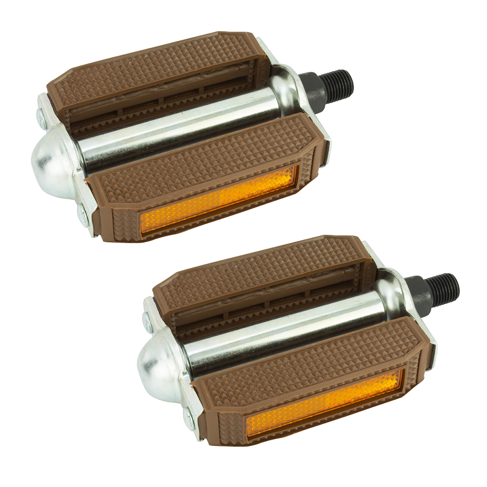 1/2″ BROWN/CHROME VINTAGE SCHWINN STINGRAY BLOCK PEDALS, CRUISER LOWRIDER BIKE