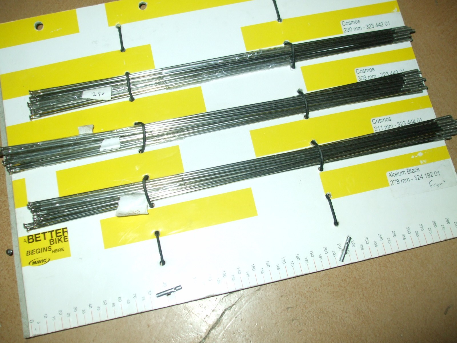 Mavic Stainless-Steel Spoke, Flat or Round Spokes, Black or Silver, Individuals