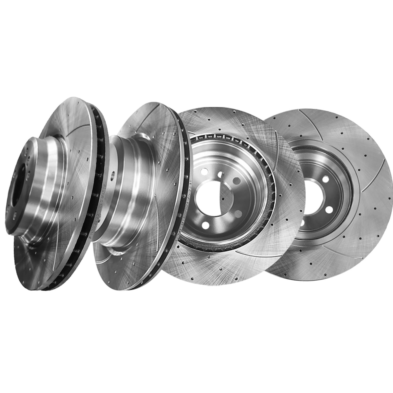 PM Auto Set of 4 Front 348mm-Rear 336mm Drilled Slotted Brake Disc Rotors Com…