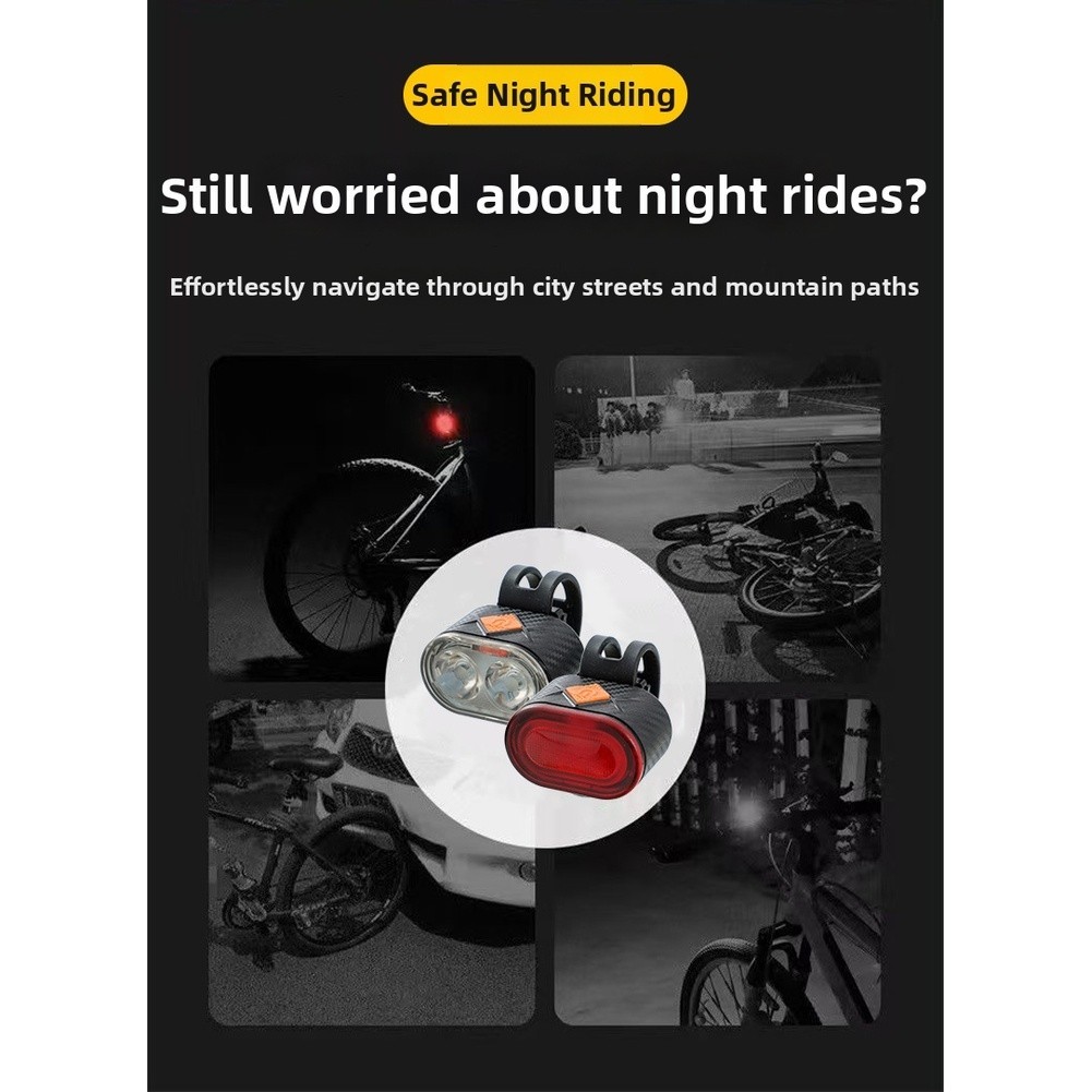 LED Bike Light Set For FOR Night Safety USB Fast Charge 1H For FOR 12H Use