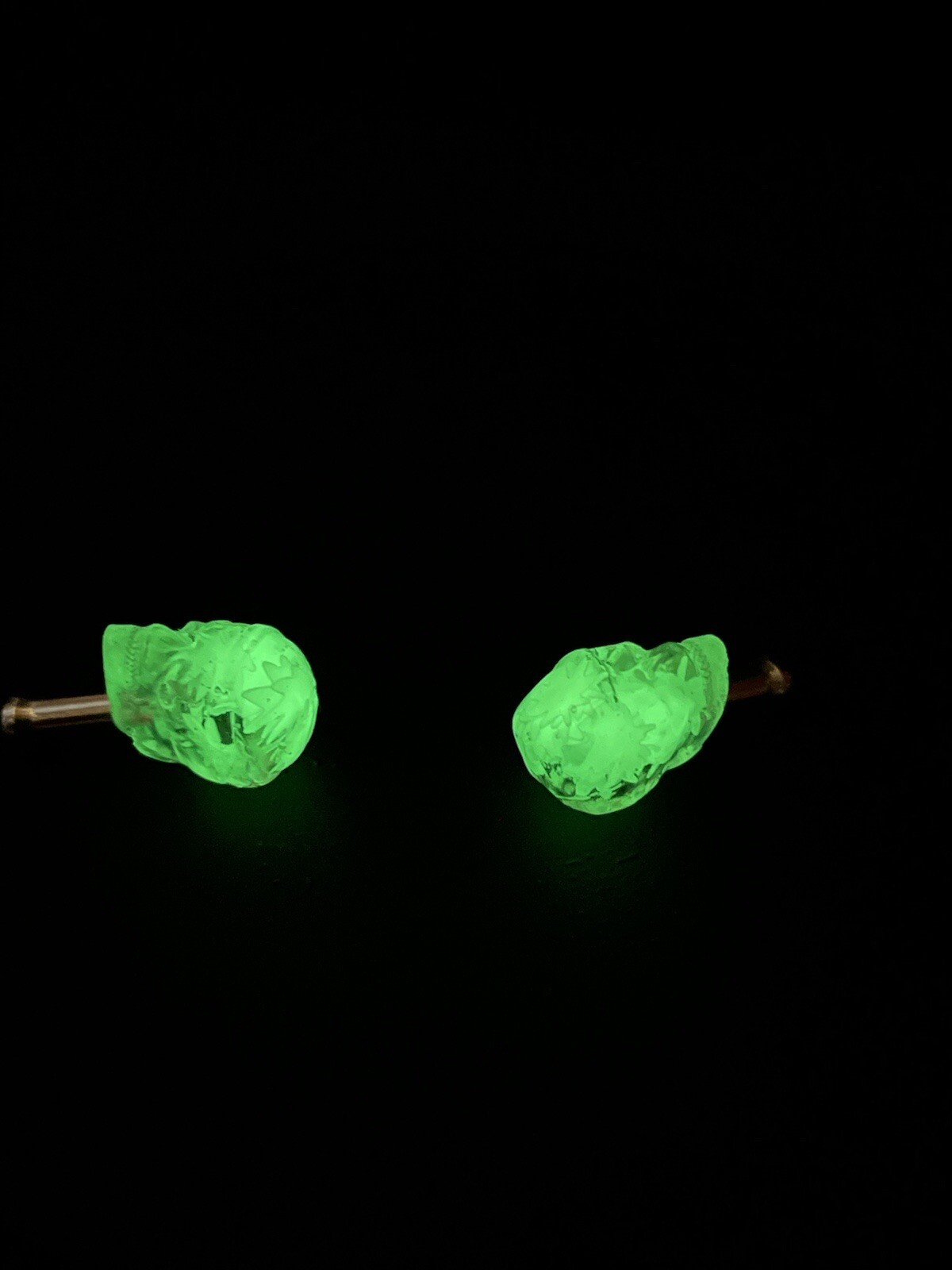 Clear Skull With Glow In The Dark Pot Leaf Brake Cable Ends For BMX Etc. (B100)