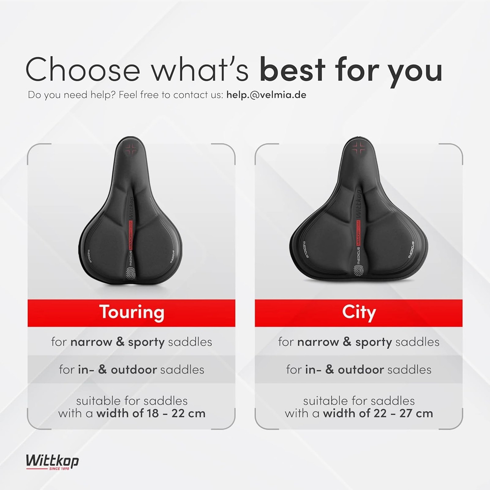 WITTKOP Bike Seat Cushion Made of Comfy Memory Foam I Bike seat Cover for Men…