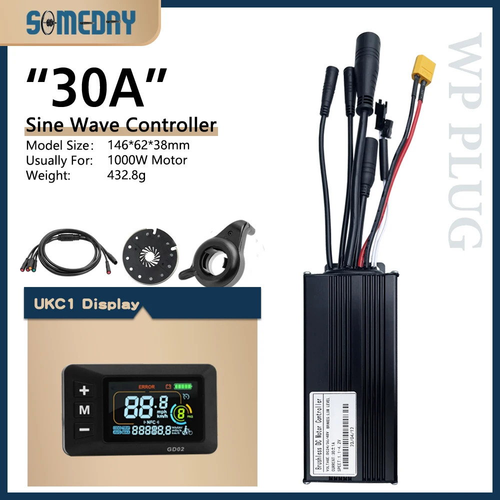 Ebike Three-Mode 17A-30A Sinewave Waterproof Controlle 24V-48V 250W-1000W Motor