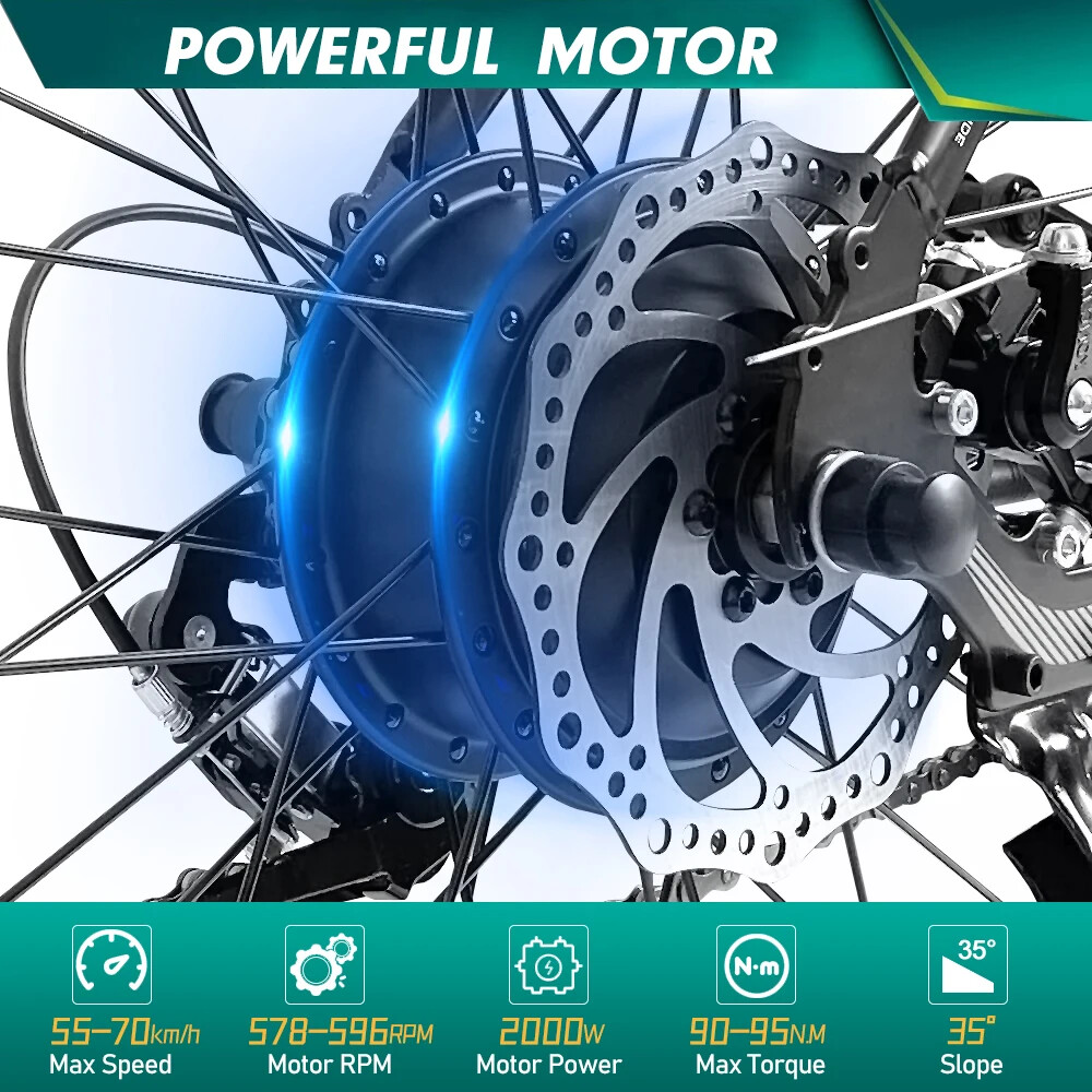 Snow E-bike Motor 48V 2000W 4.0 Tyre Rear Rotate Wheel Hub Motor Dropout 190mm
