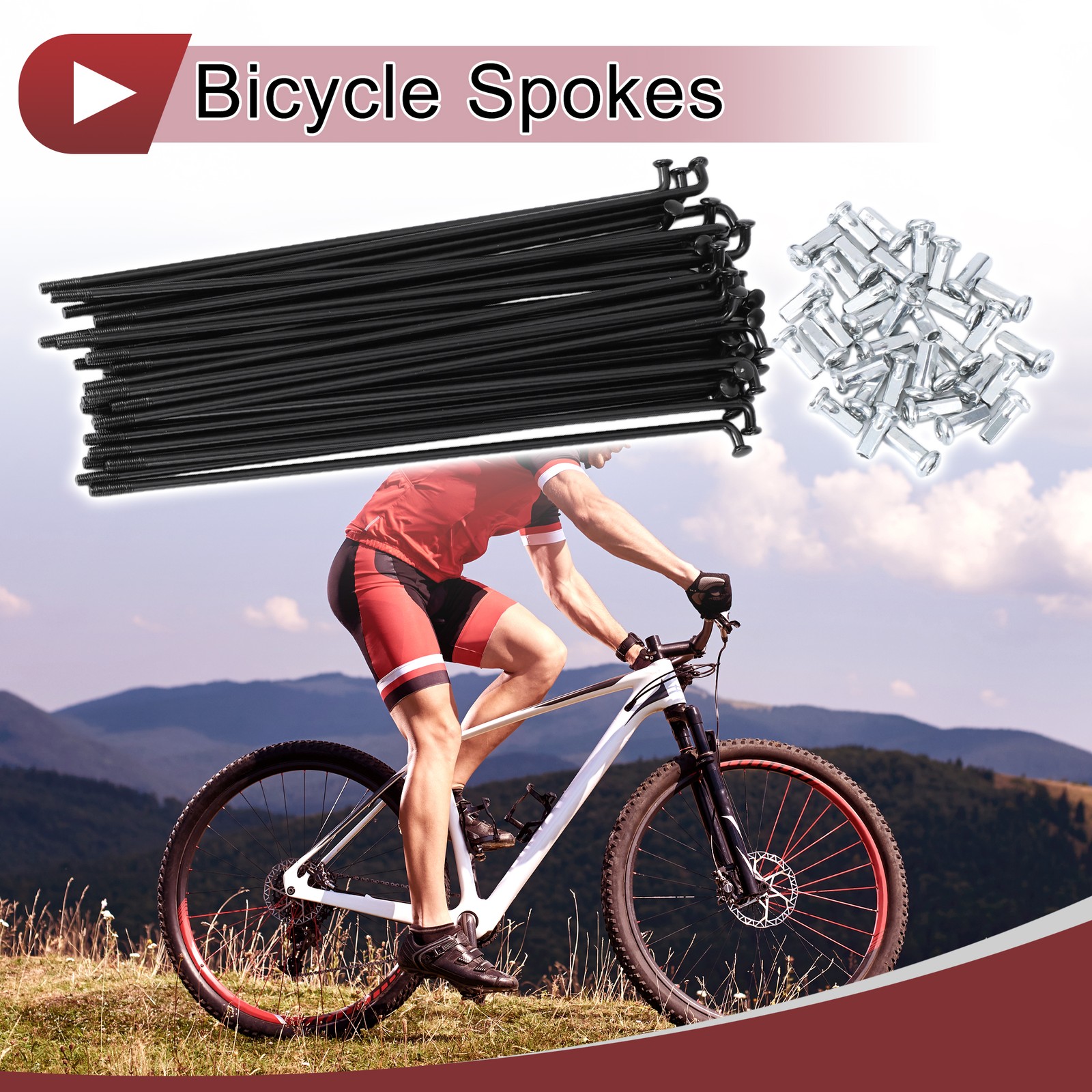 36 Set 12G Bicycle Spokes 145mm Bike Wheel Spokes 45 Steel Black