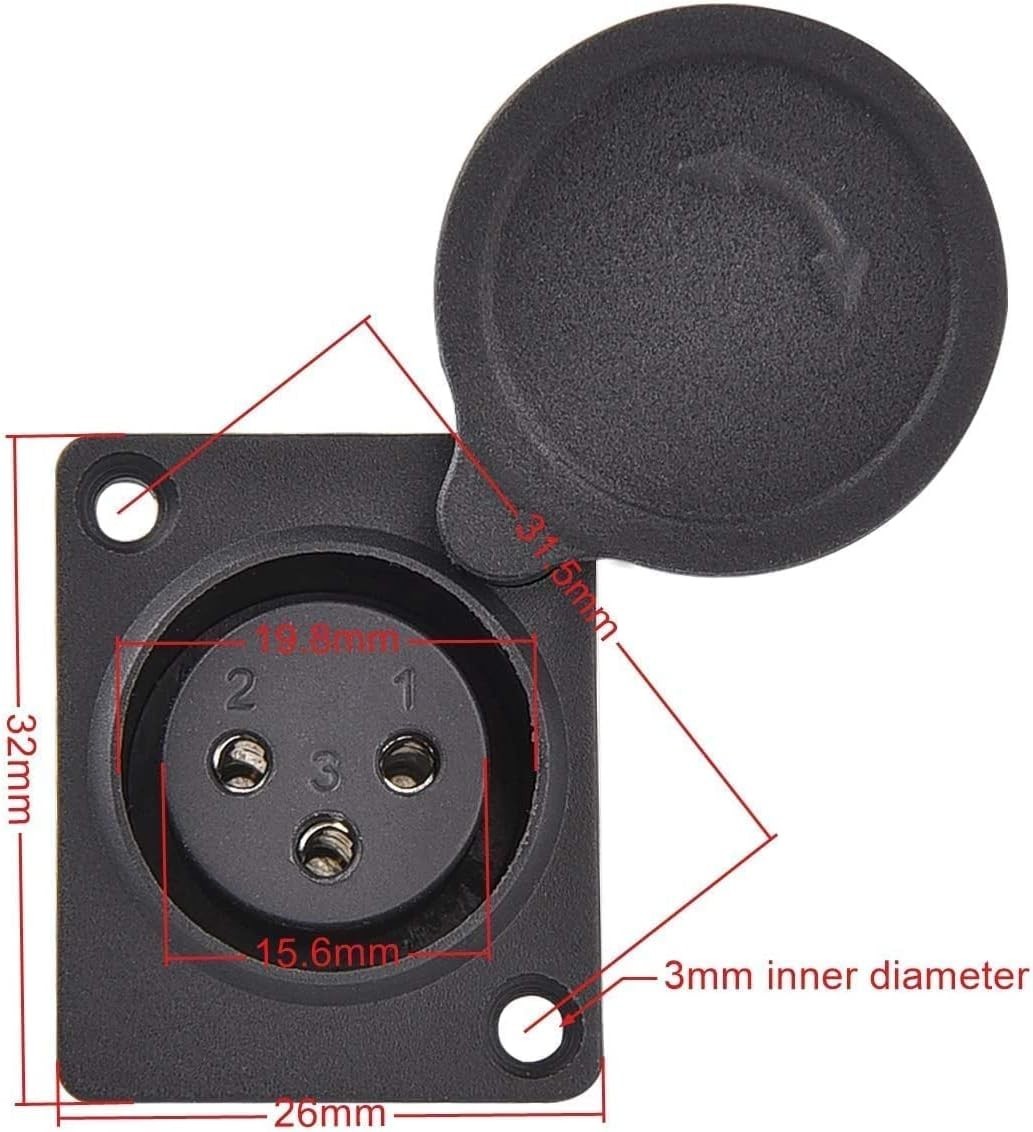 3 Wire 3-Pin XLR Charging Port Cable for E-Bike, E-Scooter, Mobility, Wheelchair