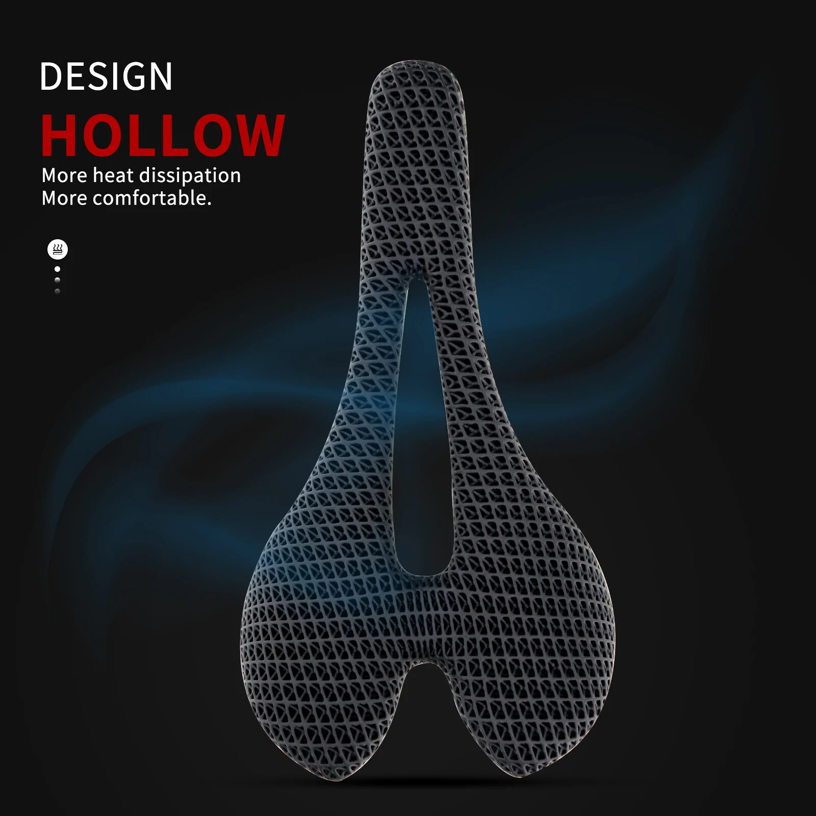 3D Printed Bike Saddle Carbon Fiber Hollow Comfortable Breathable Seat 275x143mm