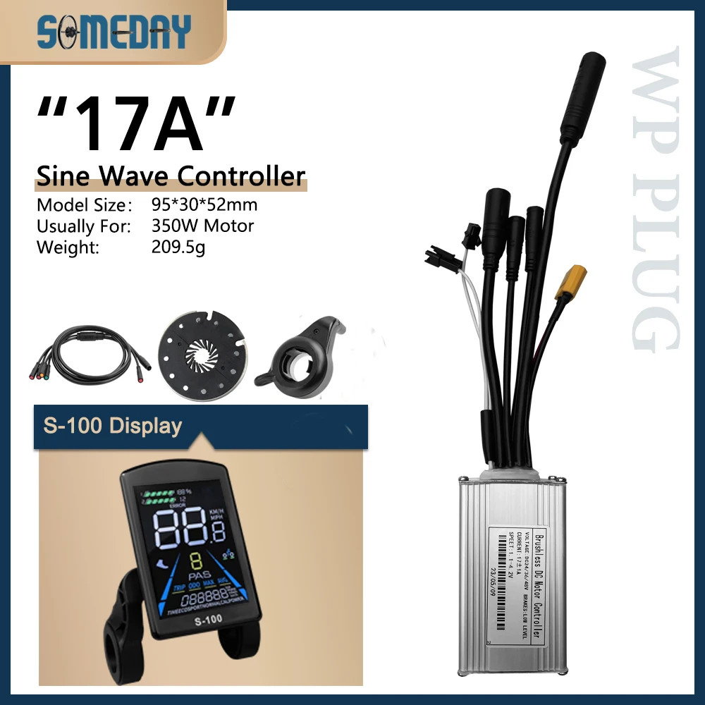 Ebike Three-Mode 17A-30A Sinewave Waterproof Controlle 24V-48V 250W-1000W Motor