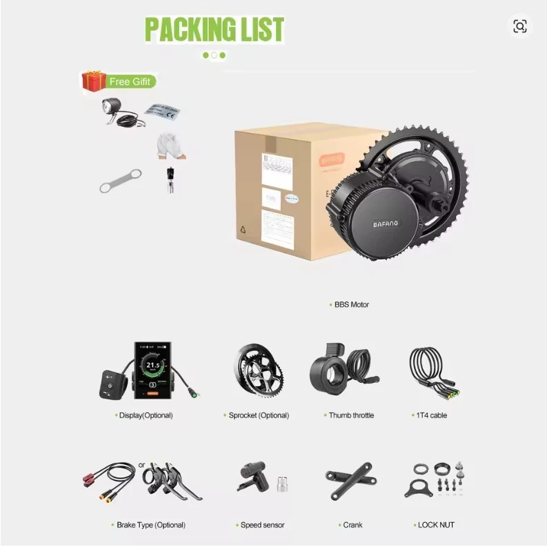 Bafang Mid Drive Motor BBS01 BBS02 UART 36V-48V 250W-750W Conversion Kits BB68mm