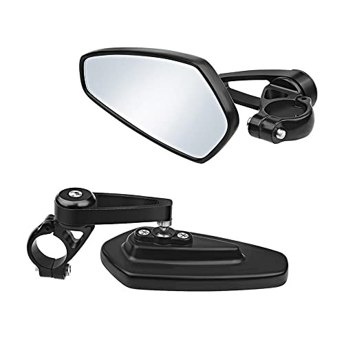 Handle Bar End Mirrors CNC Aluminum Alloy 1 Pair, Universal Rear View Black