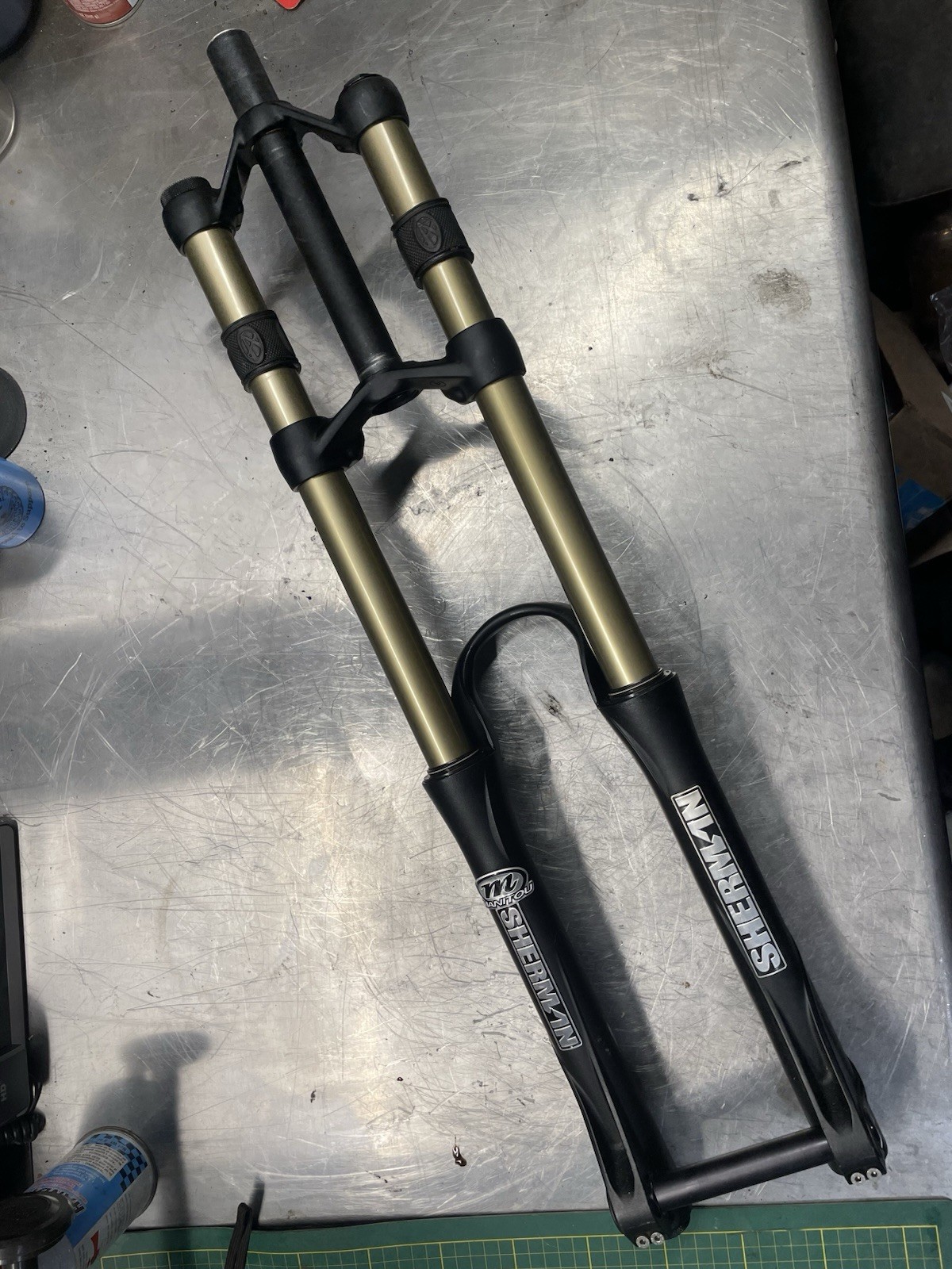 Manitou Sherman 26in Suspension Fork 170 1 1/8in Aluminum Black/Gold Dual Crown