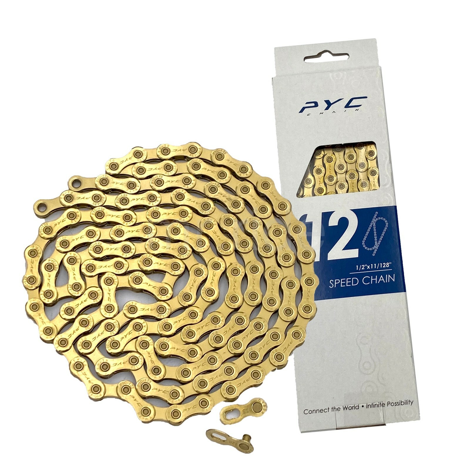 PYC Light Weight Bike 12 Speed Chains fit KMC X12/Shimano/Campy/Sram 126L Gold