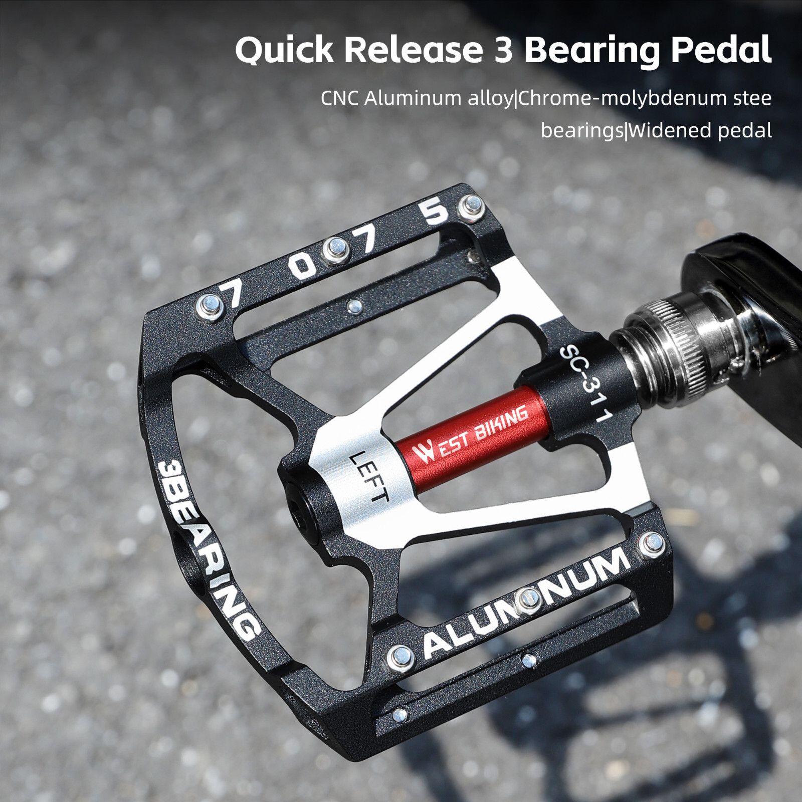 WEST BIKING 3 Bearings MTB Road Bicycle Pedals Quick Release Bike Pedals a Pair