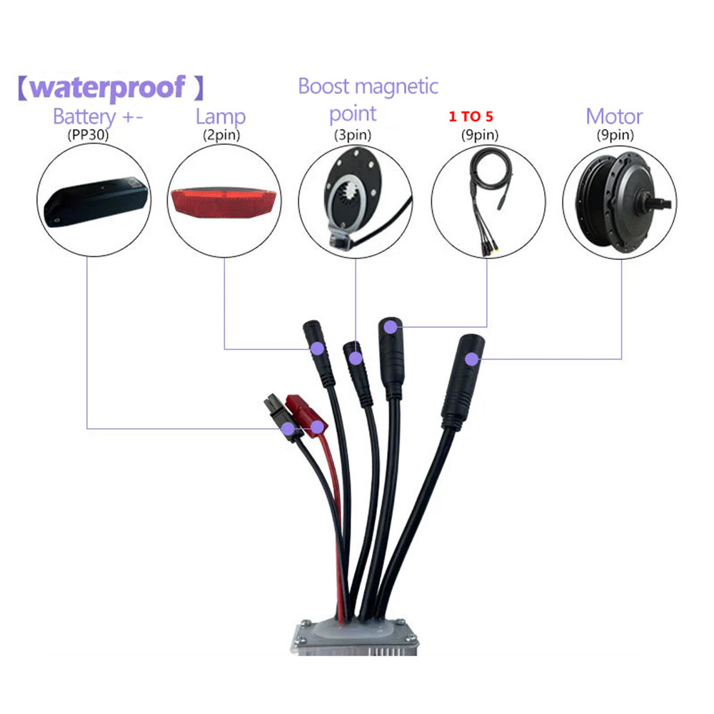 E-Bike Riding Display/Controller 36V/48V 15A 22A Motor 250W 350W 500W 3 9 Pin