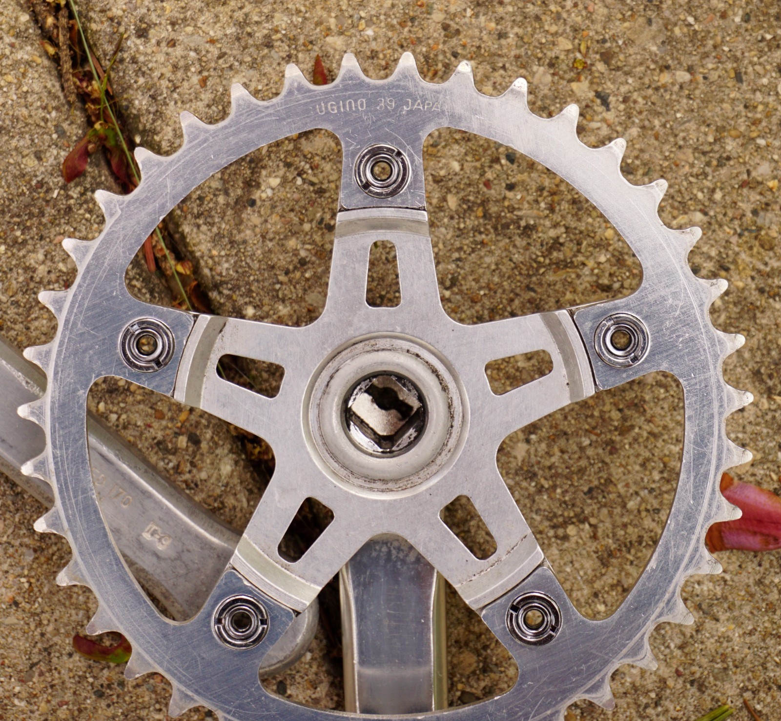 Sugino Super Maxy Crankset 170 Vintage Old School BMX Cranks 39T 1980s Dust Caps