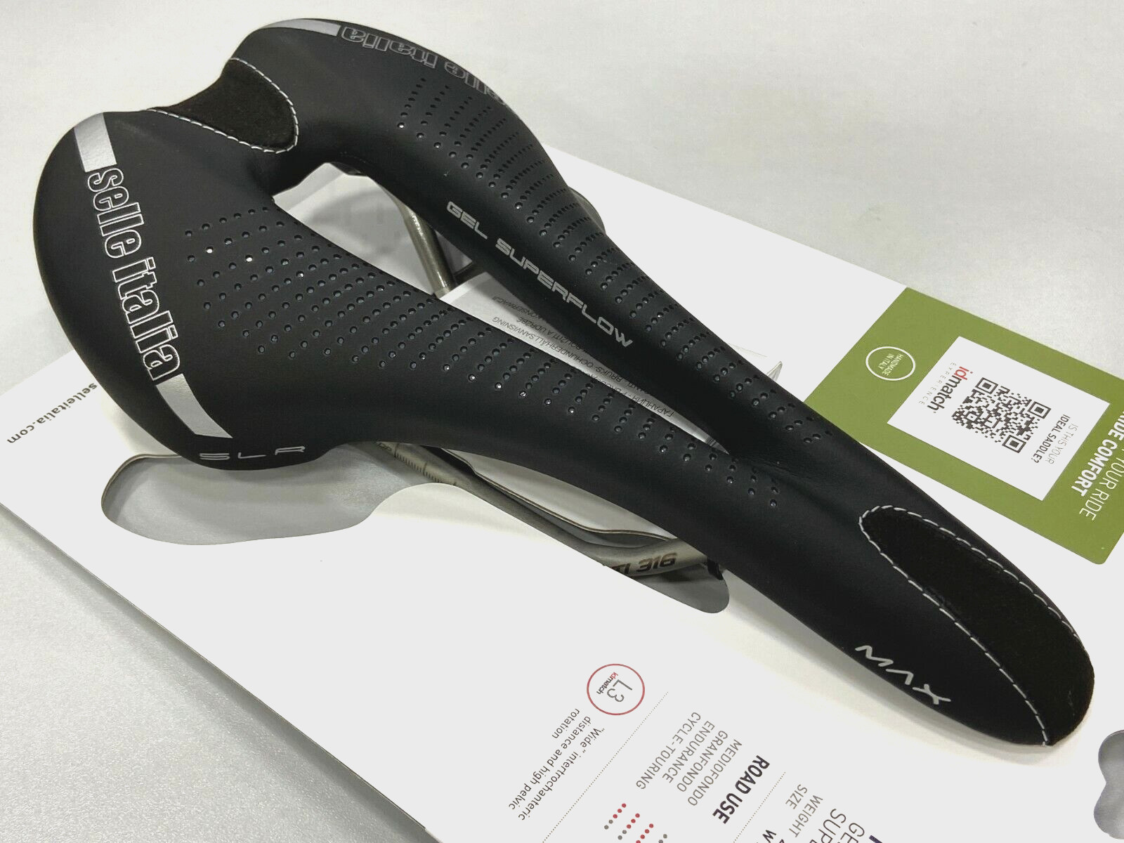 Selle Italia Max SLR Gel Superflow Ti 316 Rail L3 145x275mm Saddle (Black)
