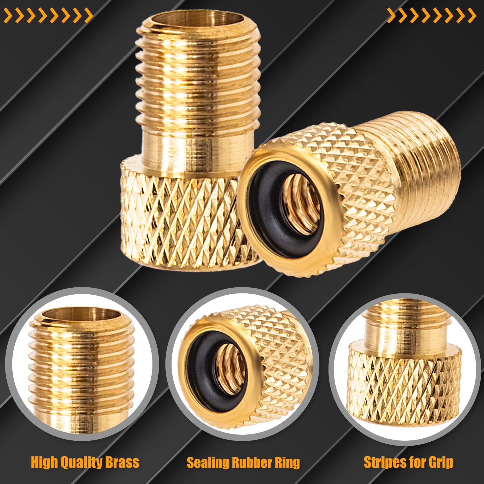 2PCS Brass Presta Valve Adapter, Convert Presta to Schrader Adaptor, Inflate …