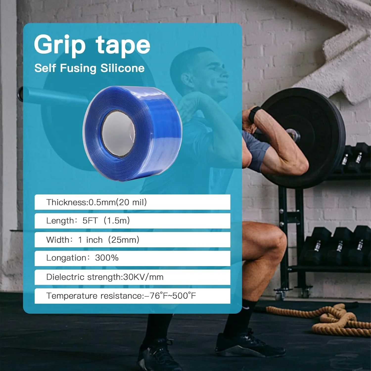 Self-Fusing Silicone Tape – No Adhesive Grip Tape for Bike Handlebar, Fishing Po