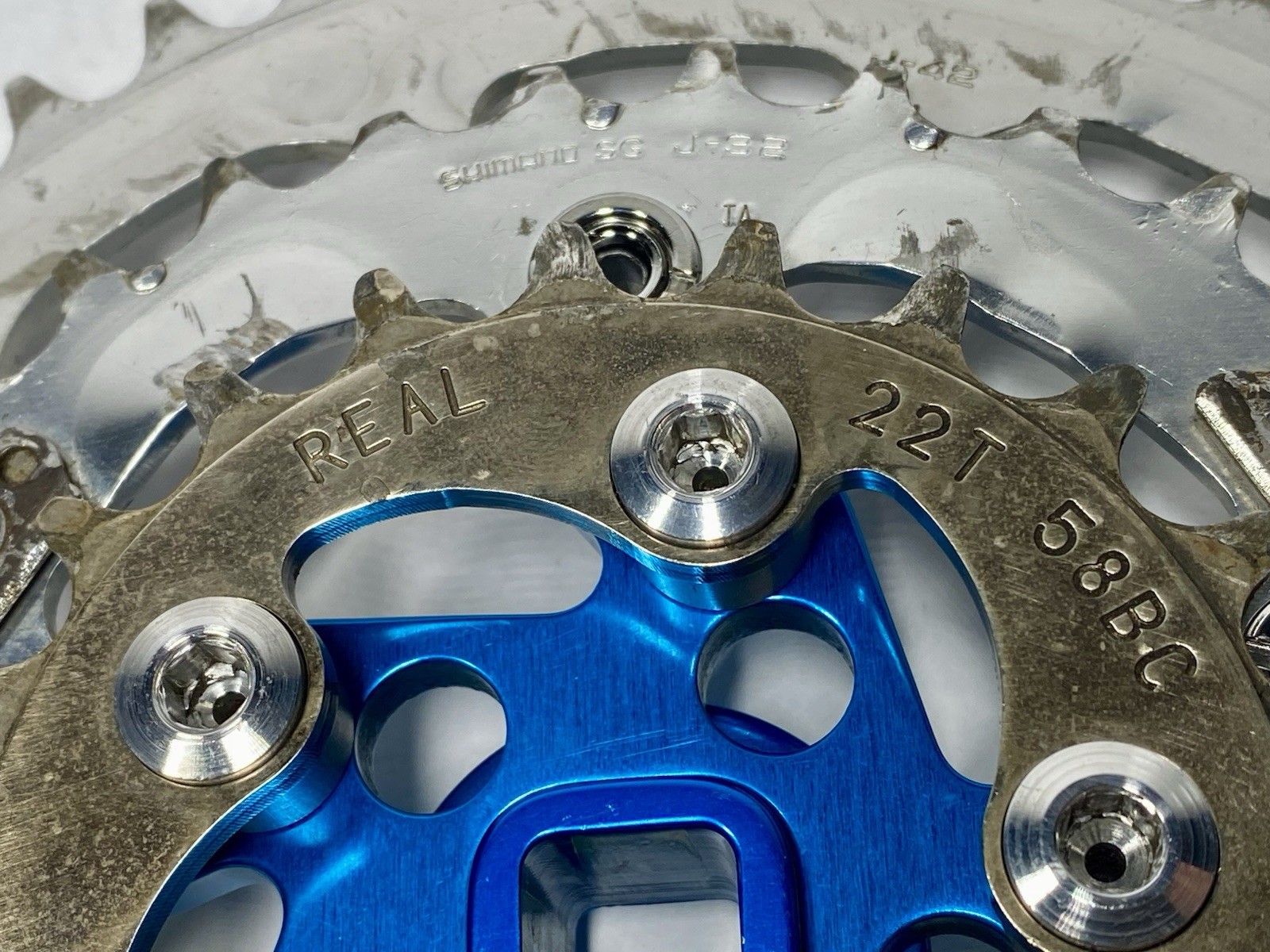 Kooka Blue Anodized MTB Crankset 175mm w/ BB-UN71 & REAL 22T Ring Vintage CNC