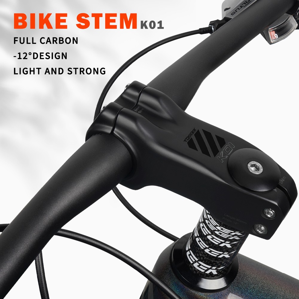 TOSEEK Carbon Fiber Stem -12° Bicycle Road/MTB Handlebar Stem Table Bike Parts