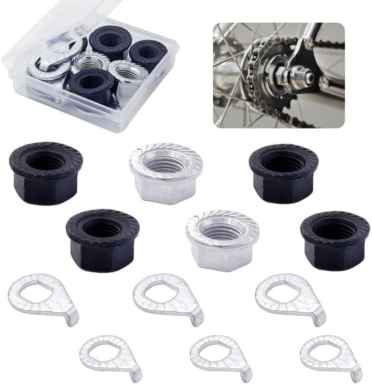 Alloy Steel Bicycle Hub Axle Nut and Washer Kit – Rust Resistant, M8 M9.5 M10
