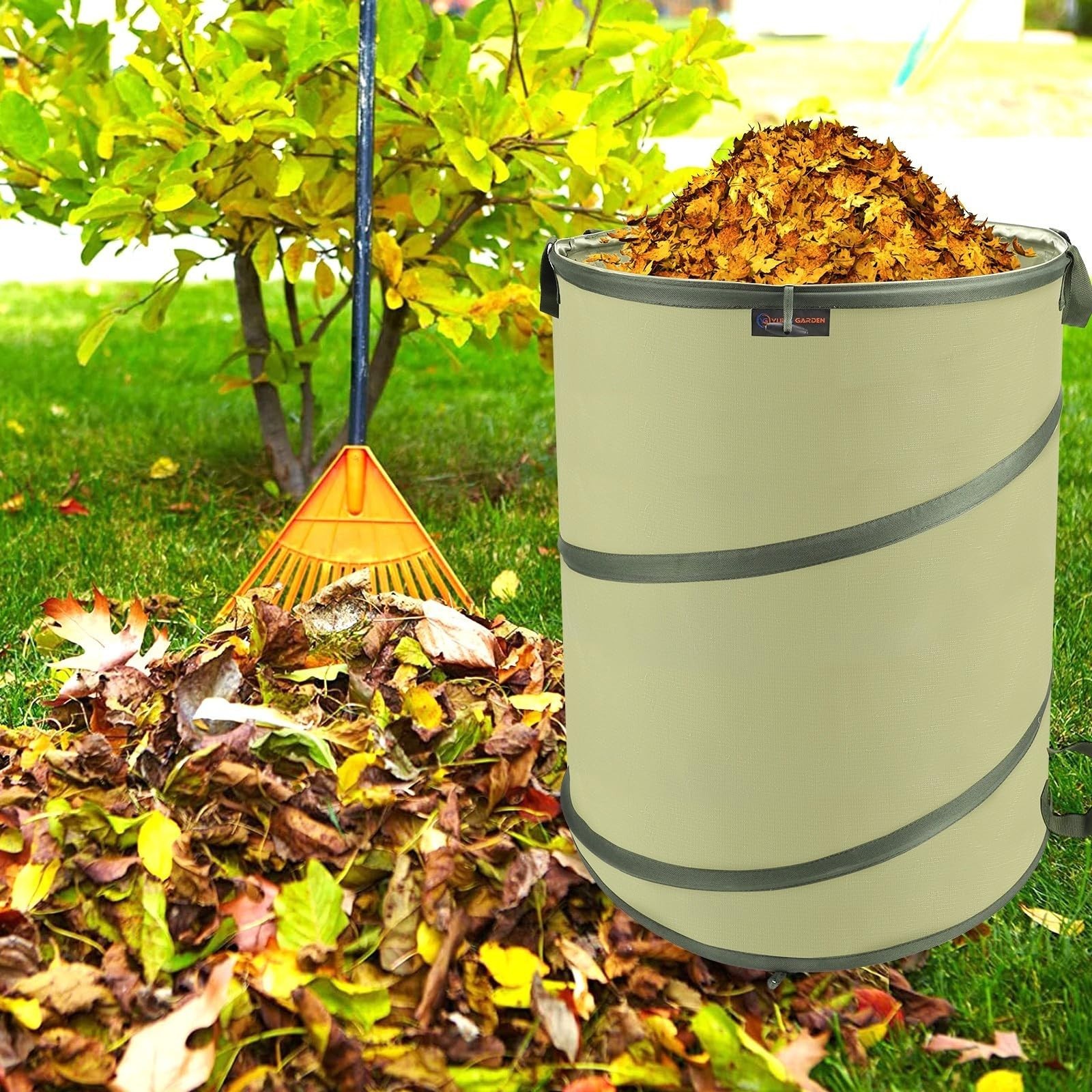 YUDI & GARDEN 45 Gallon Collapsible Garden Bag, Collapsible Trash Can for Gar…