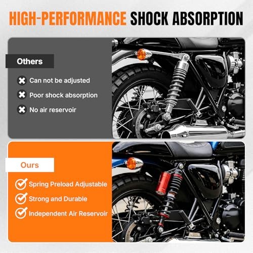 Adjustable 12.5″ 320mm Motorcycle Air Shock Absorbers, Aluminum CNC Rear