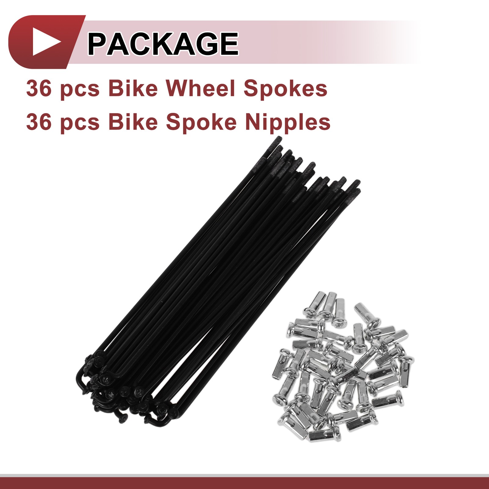 36 Set 12G Bicycle Spokes 131mm Bike Wheel Spokes 45 Steel Black