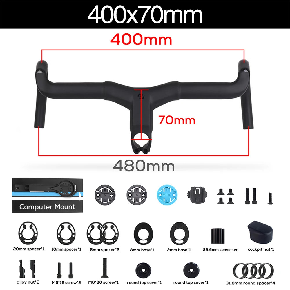 Carbon Gravel Integrated Road Bicycle Drop Bar Internal Cable Routing with Mount