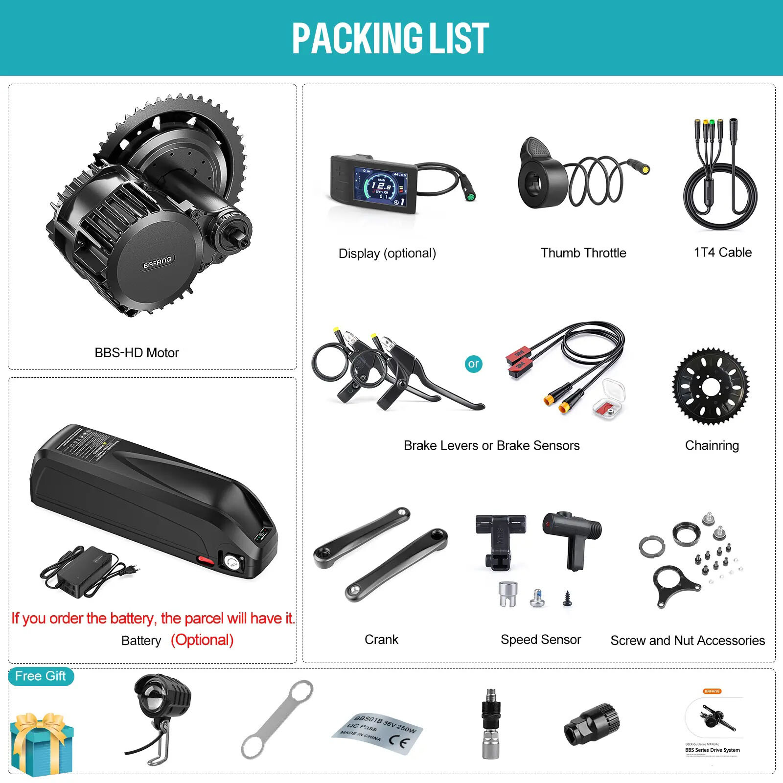 48V Bafang Electric Bike 1000W BBSHD Mid Motor Kit BBS03 Conversion Kit 68-120mm