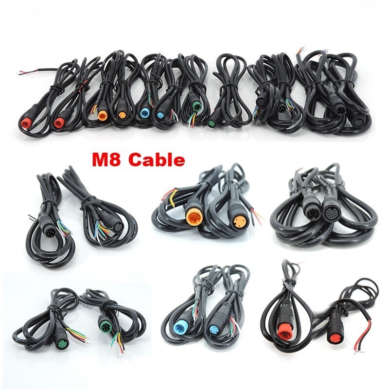 1m 9mm M8 waterproof 2 3 4 5 6 Pin Electric Bicycle Plug Cable Sensor Ebike