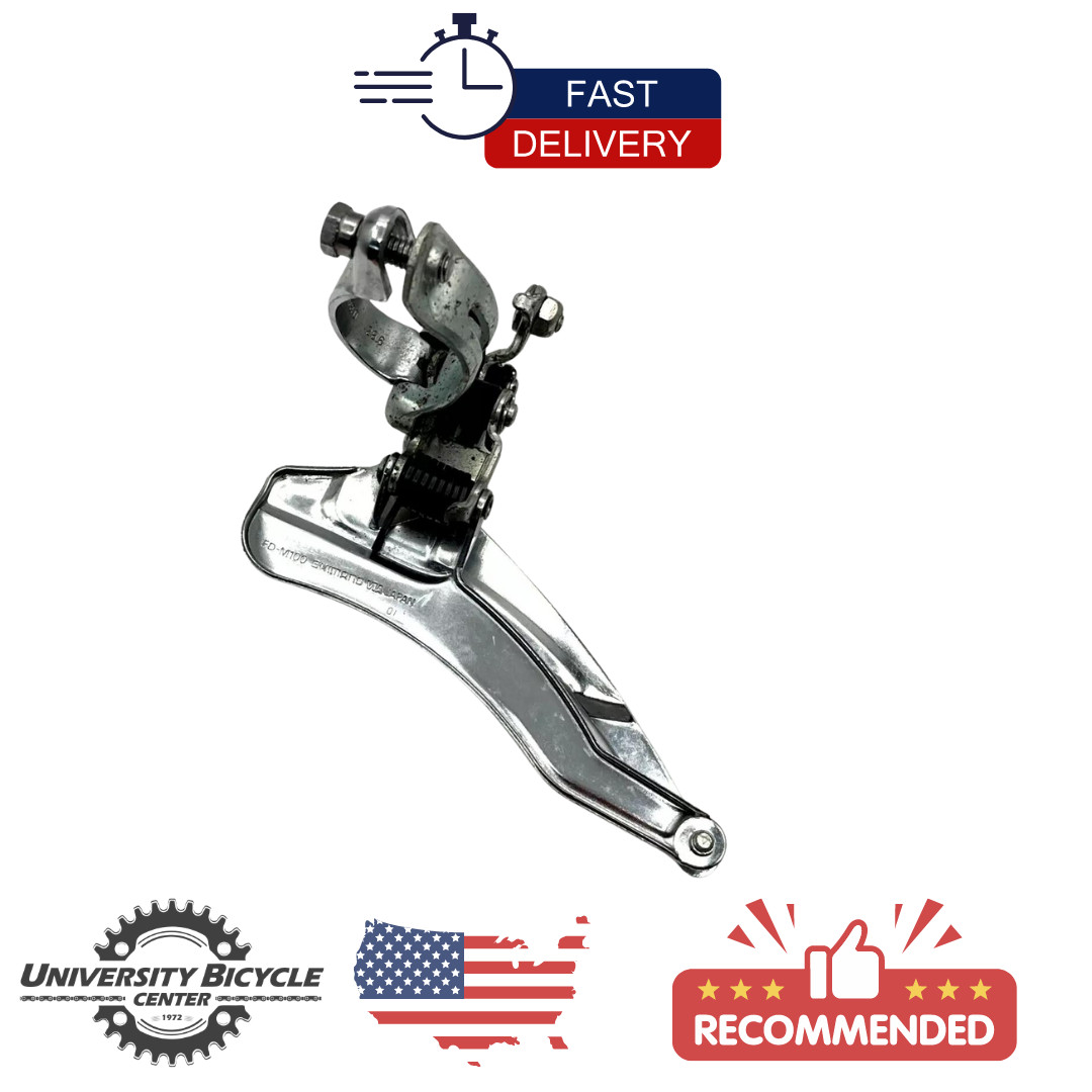 SHIMANO FRONT DERAILLEUR M100 1 1/8 CLAMP BOTTOM PULL MADE IN JAPAN – USED