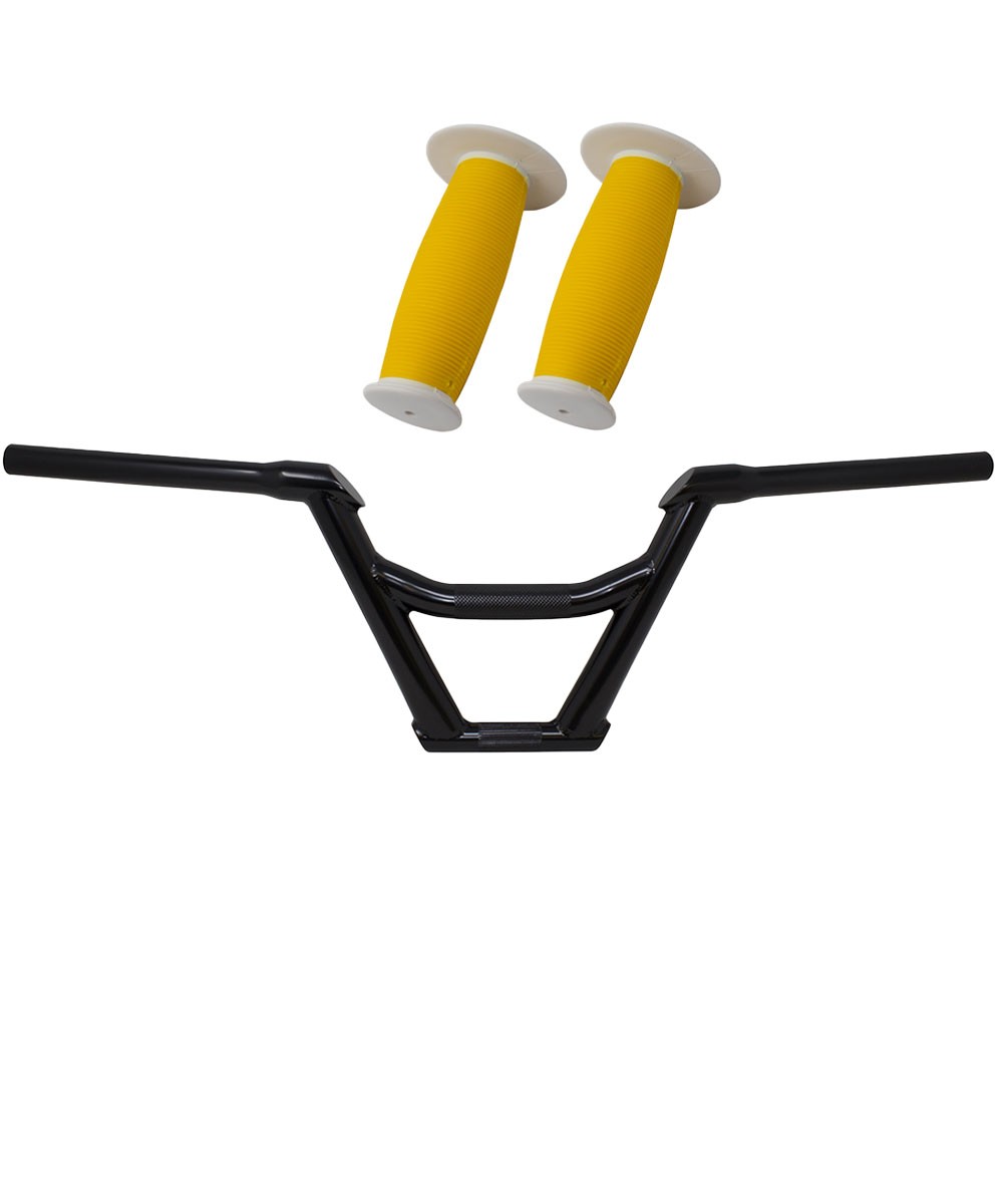 PRO+ 169 Black Handlebar & Yellow/White Mushroom Grips