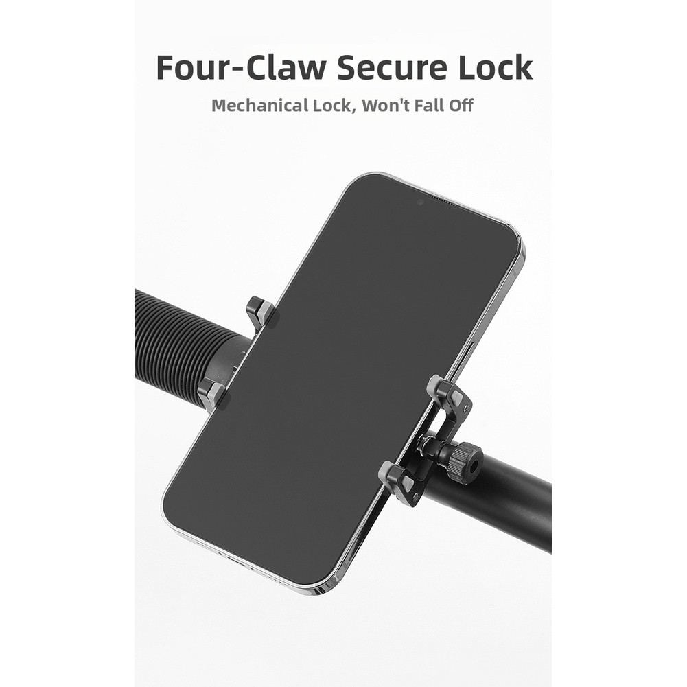 Motorcycle Handlebar Phone Holder Aluminum Alloy 4-Claw Lock 58-88mm Width