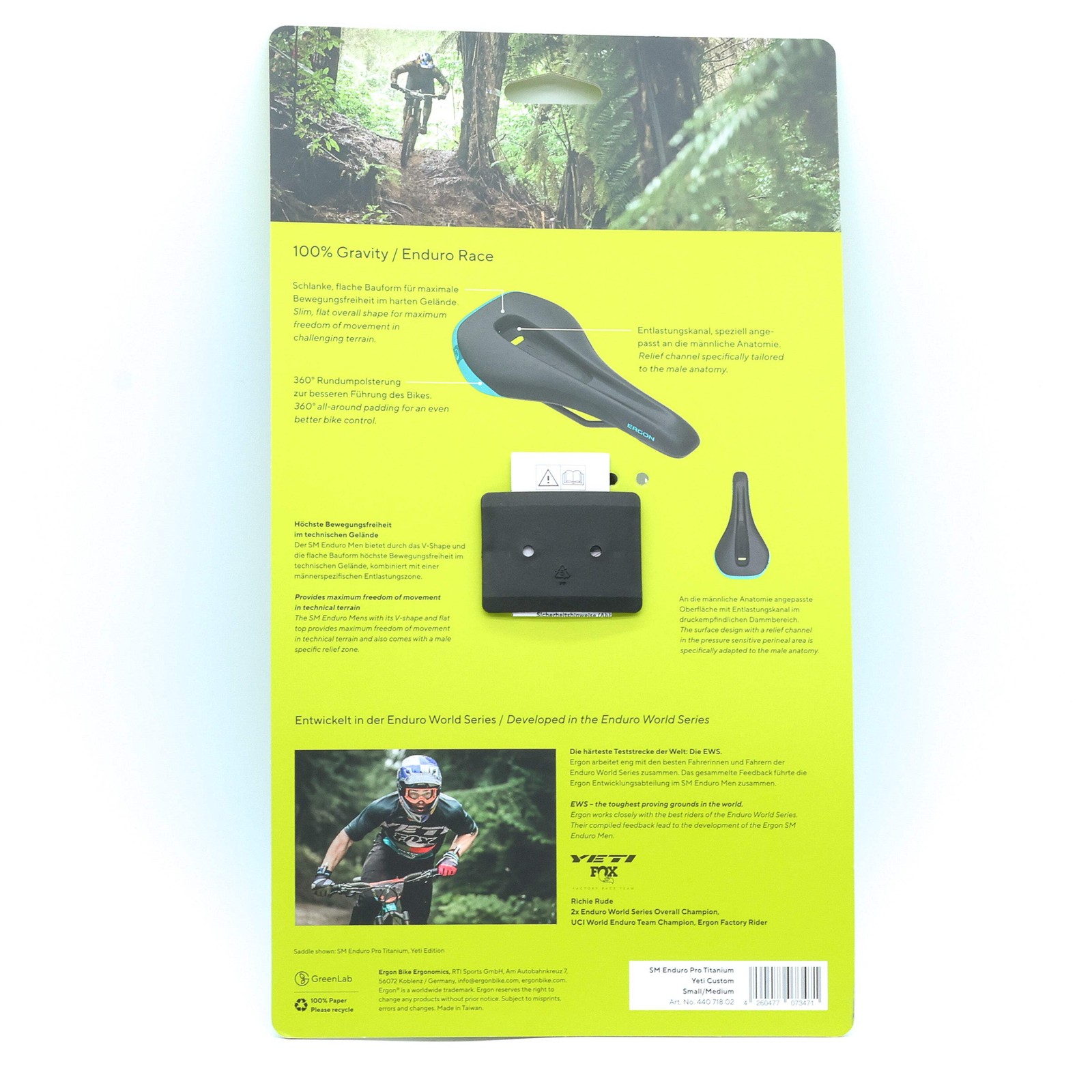 Ergon SM Enduro Pro Yeti Special Edition Saddle – Titanium, Men, Small/Medium