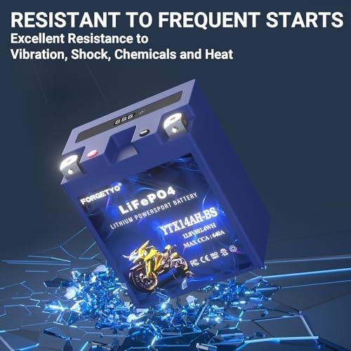 Lithium Motorcycle Battery, YTX14AH-BS 12V 8AH 640A LiFePO4 YTX14AH-BS Blue
