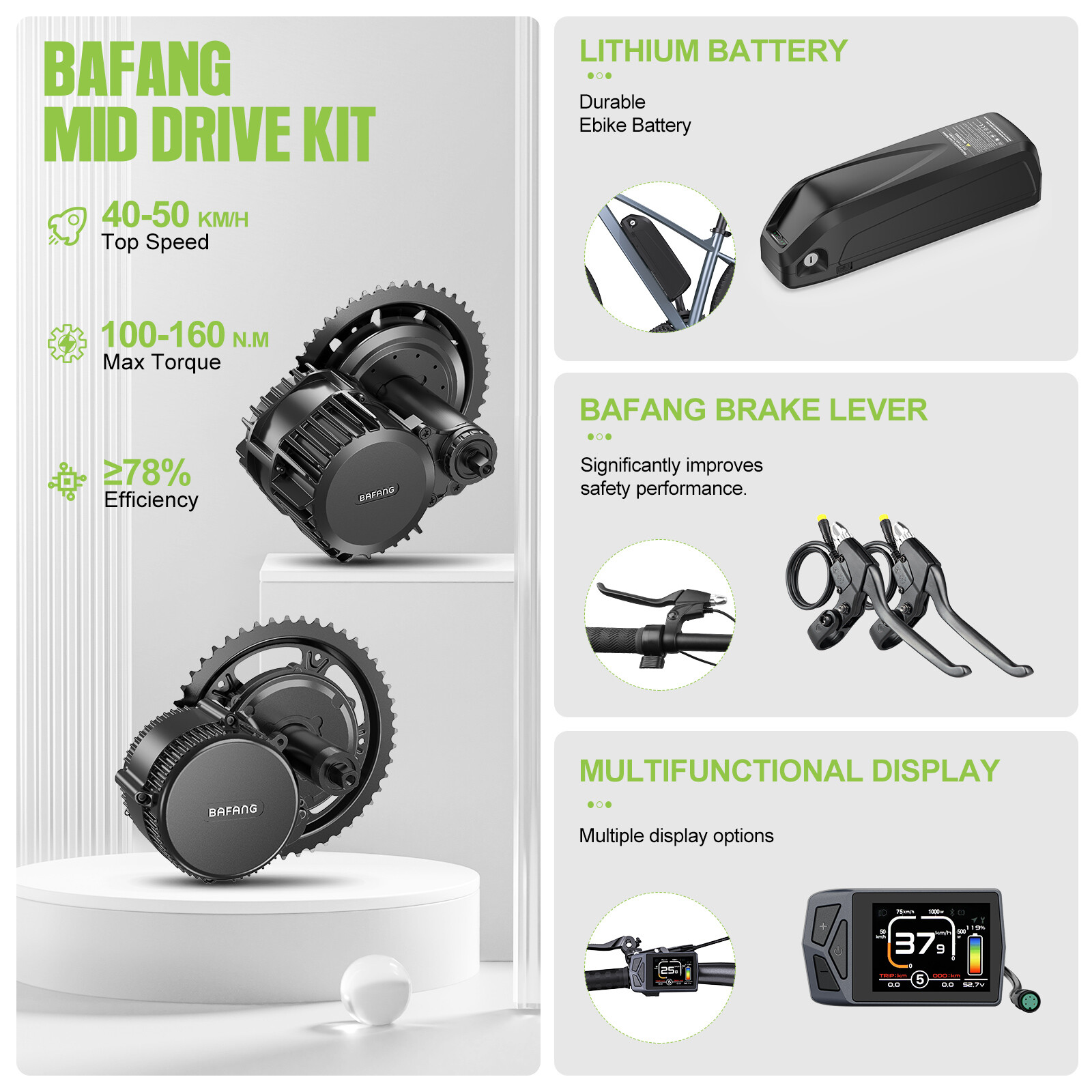 BAFANG 48V500W68-100mm Mid Drive Motor Conversion Kits BBS02B/HD Electric Bike