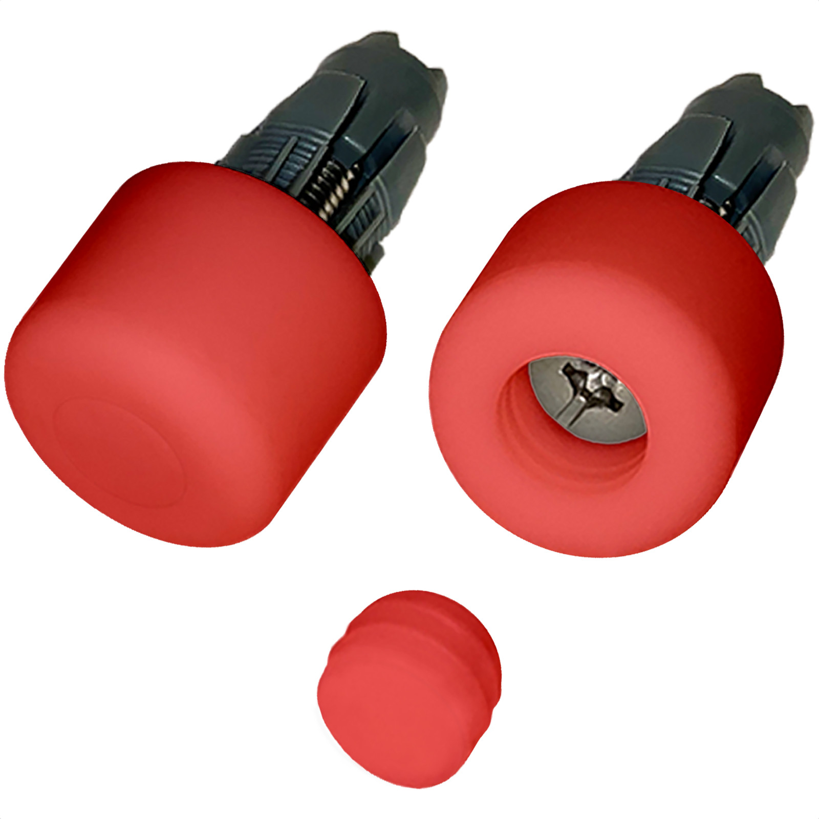 BUMPY END PLUG Bike Handlebar Soft Safe Secure Best Fit Grip Cap Red Pair